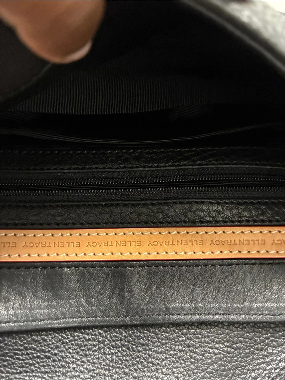 Ellen Tracy Black Pebbled Leather Shoulder Bag
